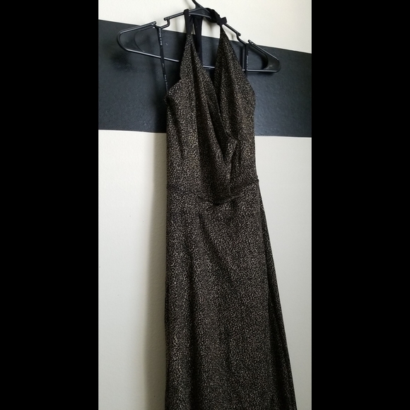 Glitter Halter Plunging Evening Gown - Picture 10 of 16